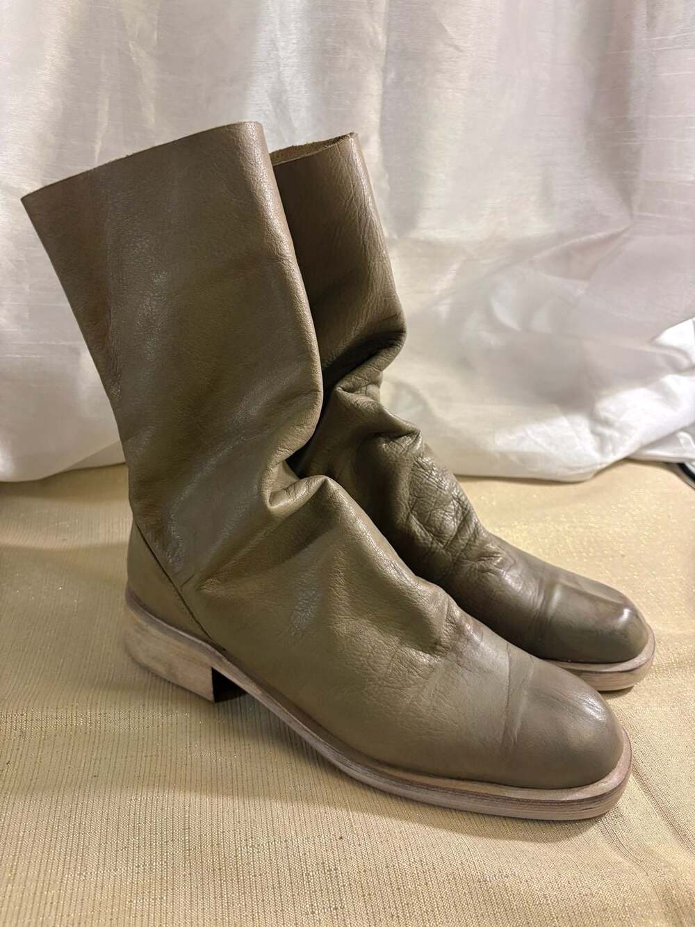 Free People Sutton Tight Slouch Boots Taupe Leather